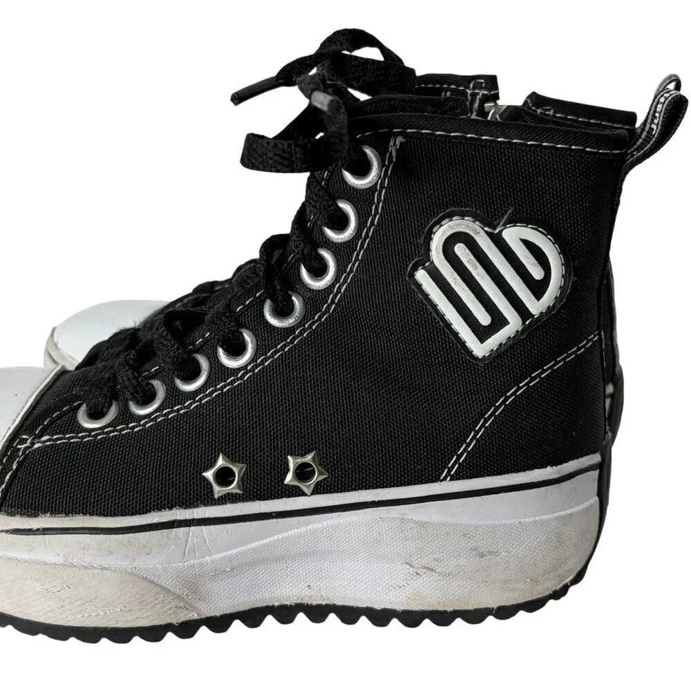 Justice Sport Girls Black White High Top Platform Sneaker Shoe Size 13